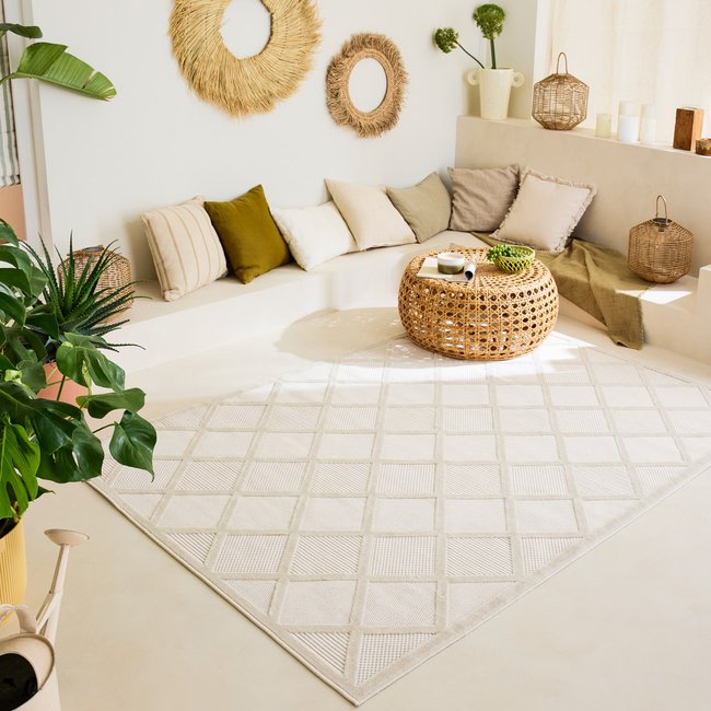 Tapis interieur exterieur à motif losange SANTORINI - NAZAR RUGS