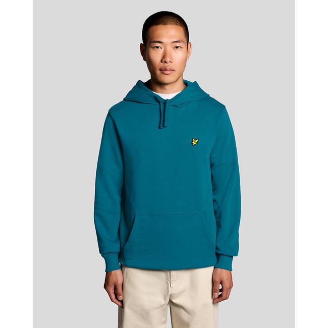 Sweat à capuche en coton loopback bleu lagon <span itemprop=