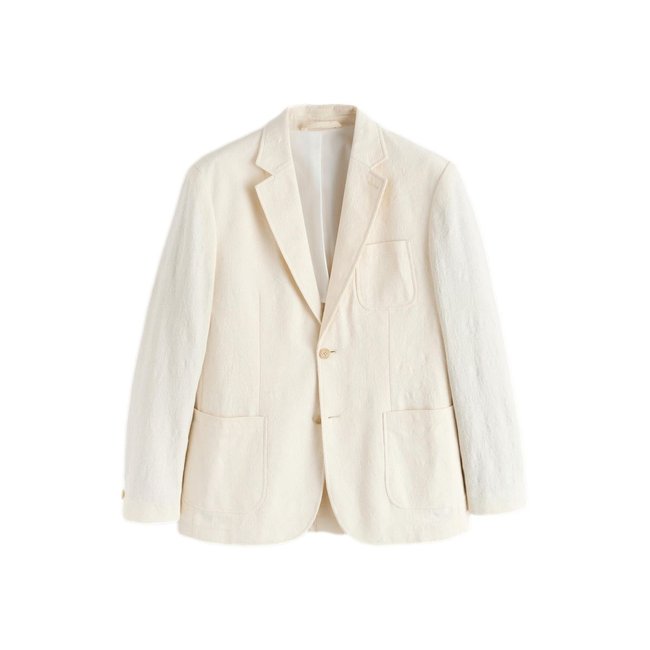 Veste de costume en coton tapisserie écru <span itemprop=