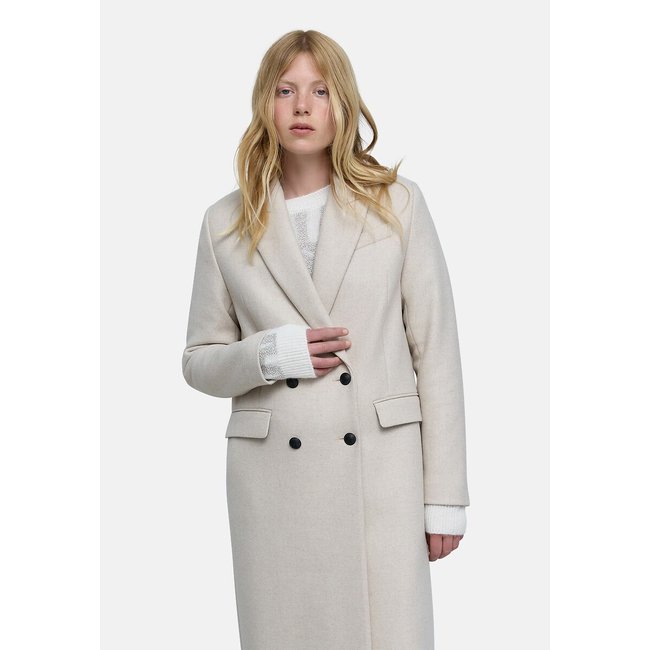 Manteau long, fermeture boutonnée ivoire <span itemprop=