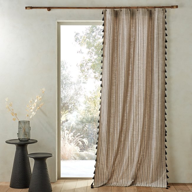 Rideau coton Hamaca naturel/noir <span itemprop=