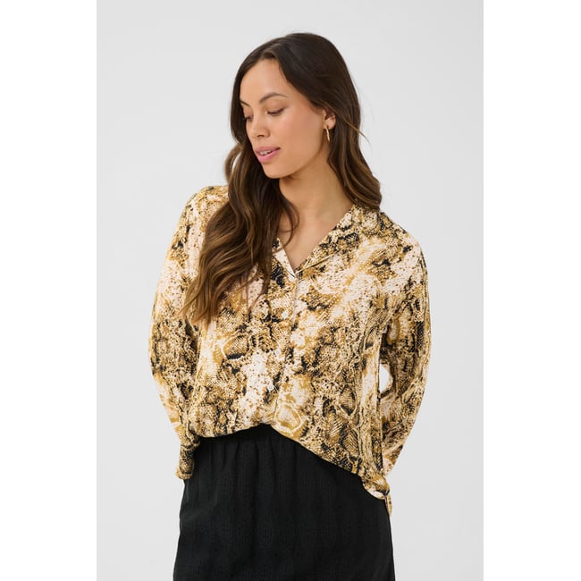 Chemise à manches longues beige tobacco snake <span itemprop=