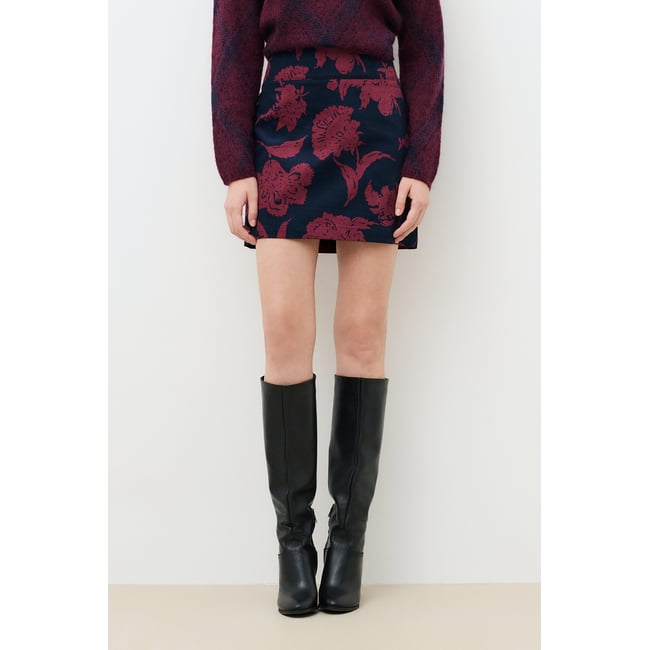 Jupe courte fluide JOSCANE bordeaux <span itemprop=