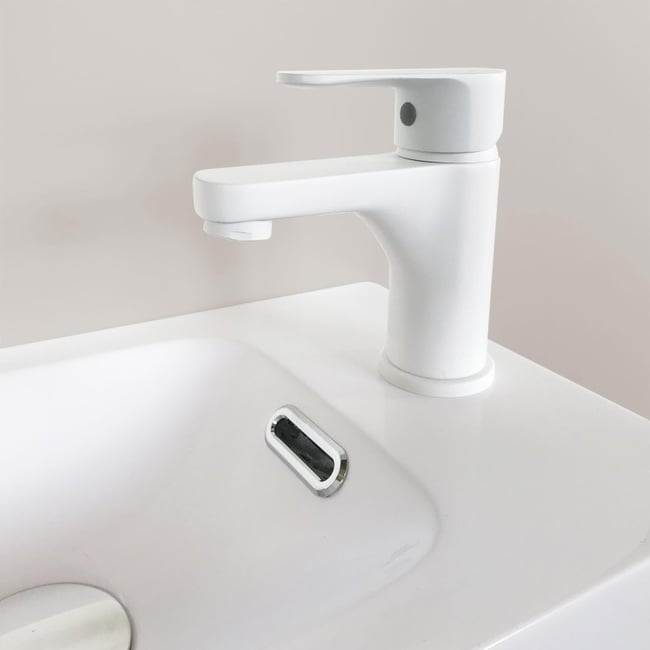 Robinet lave-mains mitigeur chaud froid Grifo blanc <span itemprop=