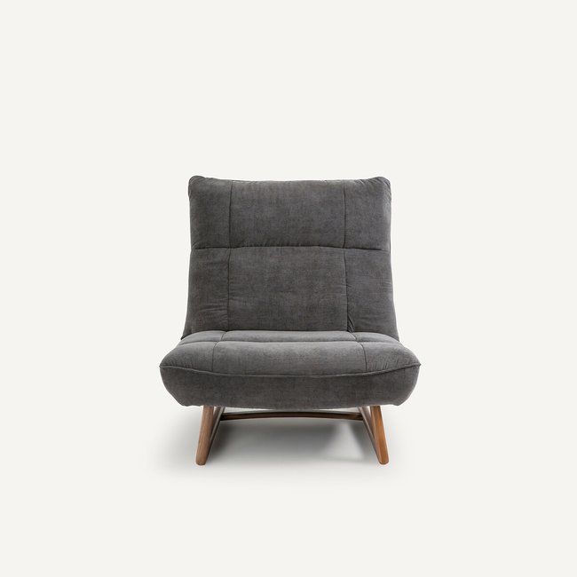 Fauteuil noyer et tissu velours côtelé, Lafar Couleur gris anthracite <span itemprop=