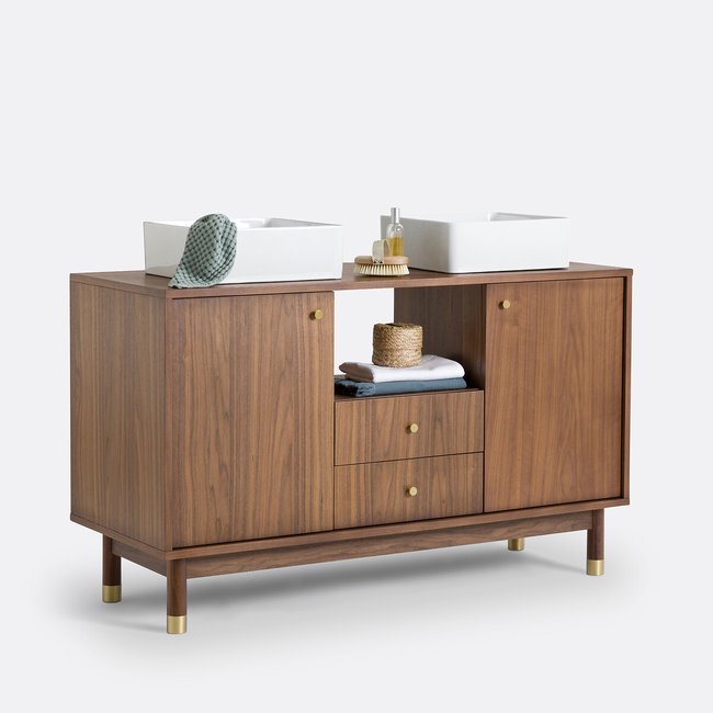 Meuble double vasque, Lambro Couleur bois foncé <span itemprop=