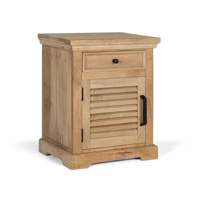 Table de chevet 1 tiroir 1 porte Bois Marron Couleur marron <span itemprop=