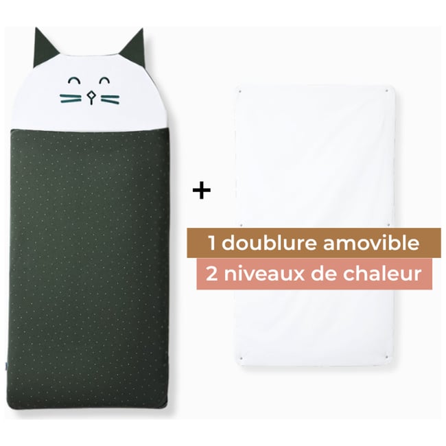 Sac de couchage 4 saisons vert, blanc <span itemprop=