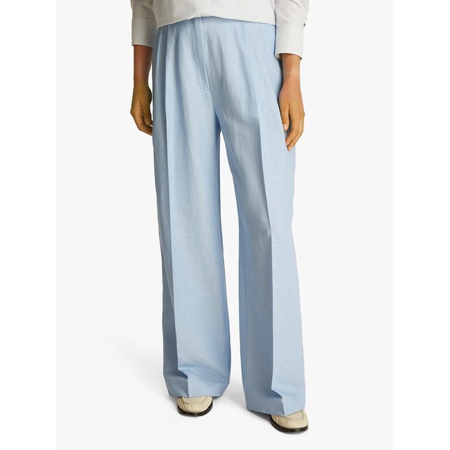 Straight-Leg Hose aus Leinen/Viskose hellblau <span itemprop=