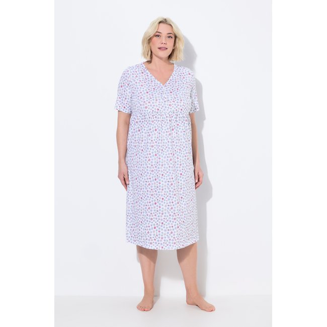 Chemise de nuit motif fleurs blanc neige <span itemprop=
