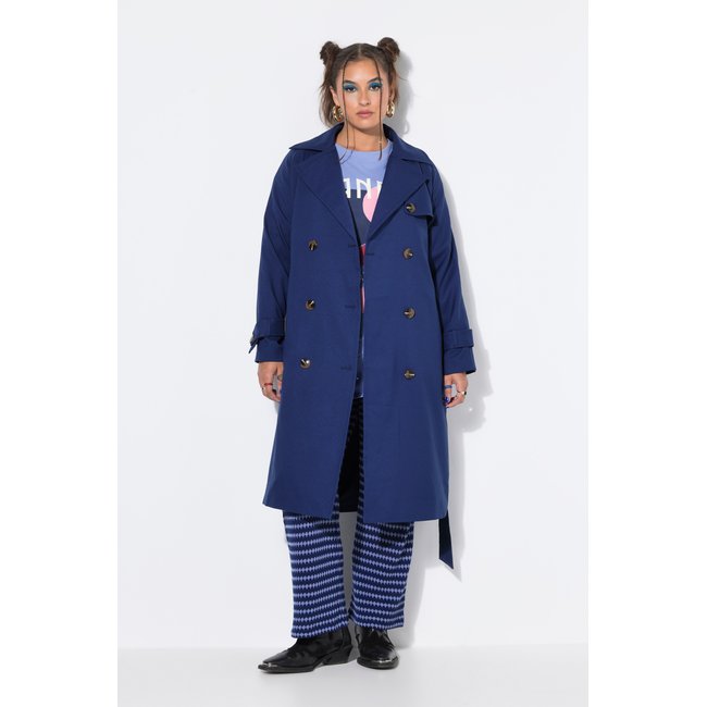 Trench-coat légèrement oversize marine <span itemprop=
