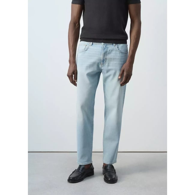 Jean Ben cropped tapered-fit bleu clair <span itemprop=