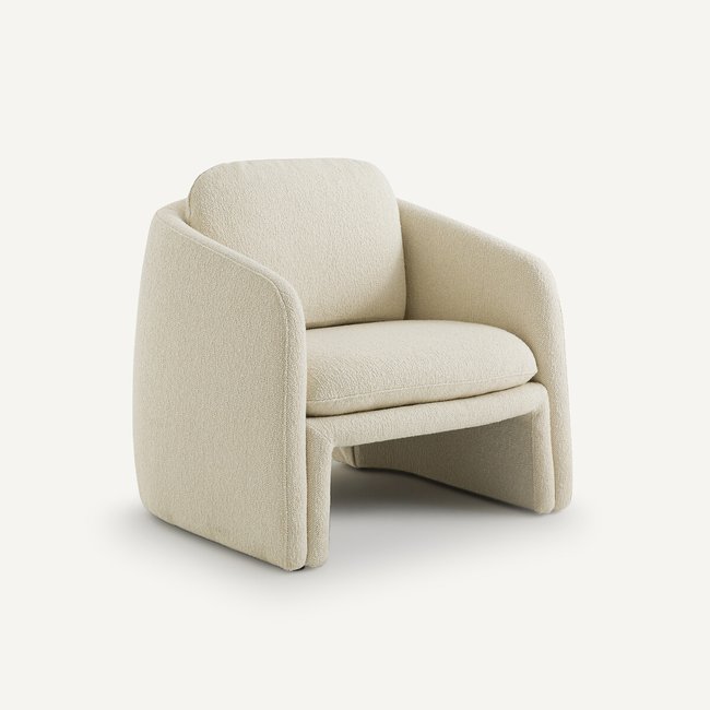 Fauteuil bas tissu bouclette, Warren Couleur ecru <span itemprop=