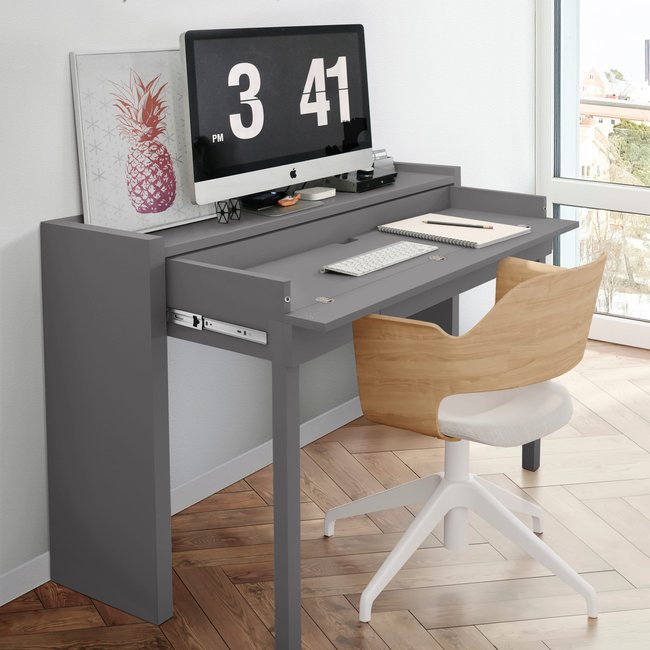 Bureau extensible Couleur gris foncé <span itemprop=