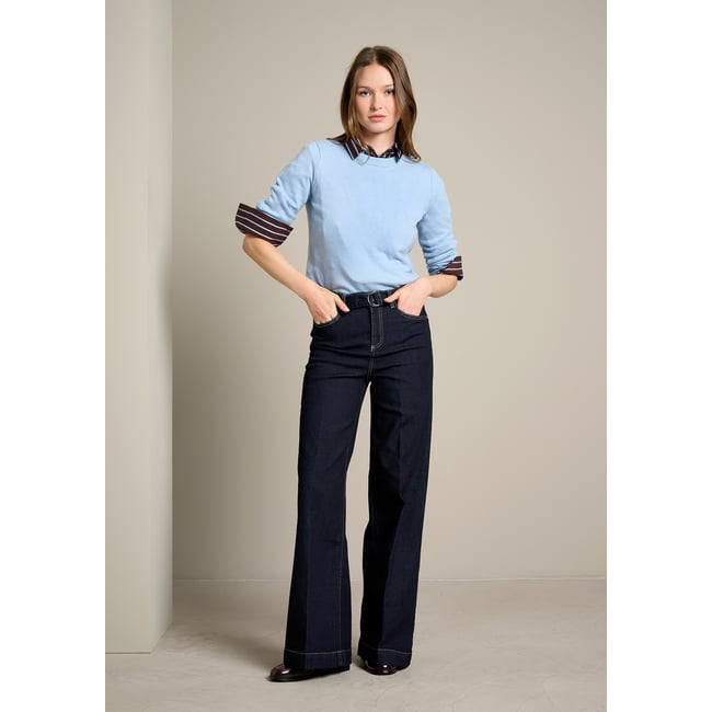 Jean large taille haute dark blue <span itemprop=