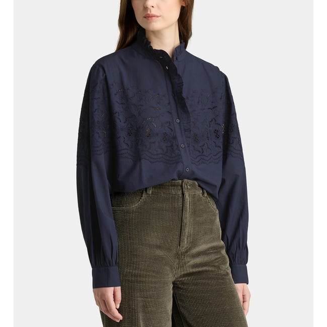 Chemise paloma brod en coton bio bleu marine <span itemprop=