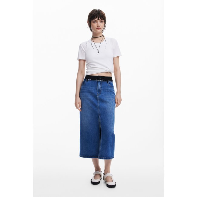Jupe bicolore bleu <span itemprop=