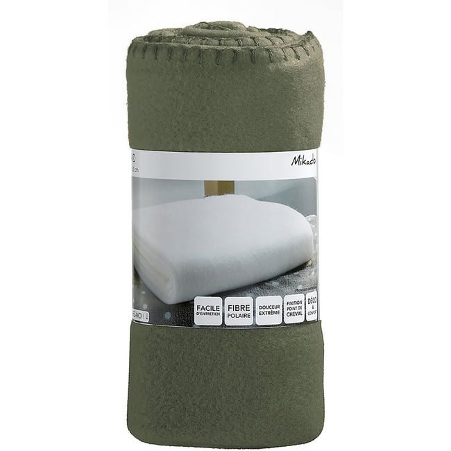 Plaid 100%polyester vert cèdre <span itemprop=