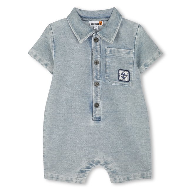 Combinaison courte en jean double stone+bleach <span itemprop=
