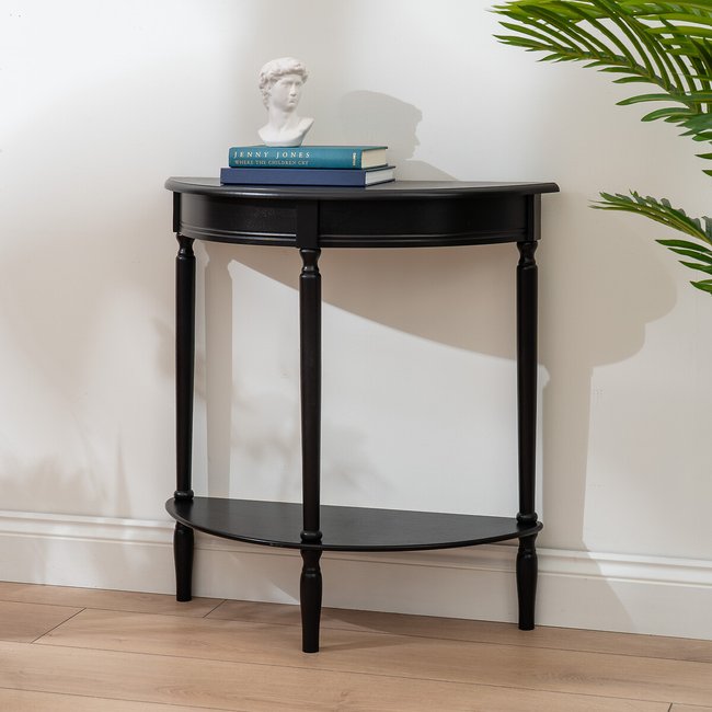 Amira Half Moon Side Table, black, SO'HOME