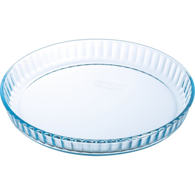 Moule à tarte rond en verre 31 cm transparent <span itemprop=