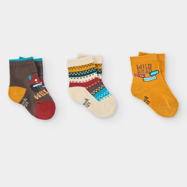 Lot chaussettes imprimées Wild Road garçon multicolore <span itemprop=