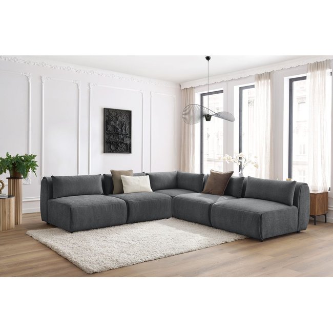 Canapé modulable 5 places en tissu texturé, JEANNE - BOBOCHIC