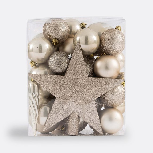 33-teiliges Set mit Weihnachtsdeko Caspar perlgrau <span itemprop=