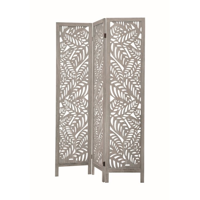 Paravent en bois de pin cérusé, Nice Couleur gris <span itemprop=