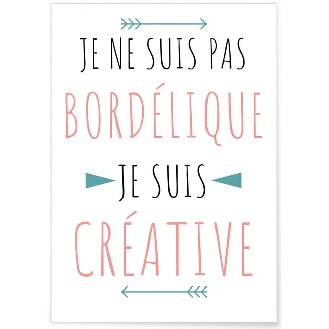 Affiche Je ne suis pas bordélique Couleur blanc <span itemprop=