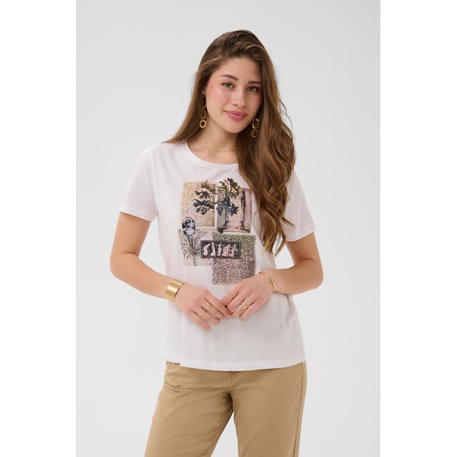 T-shirt à manches courtes blanc blue art collage <span itemprop=