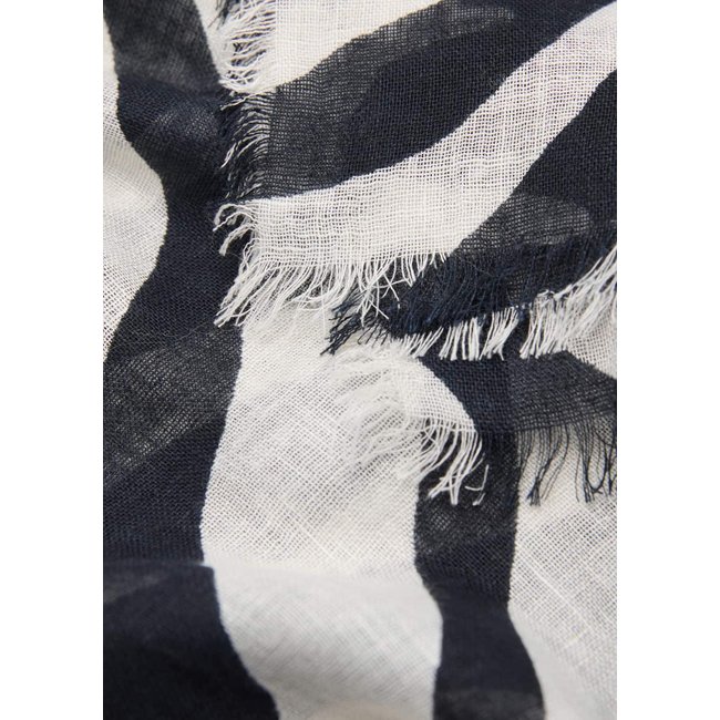Foulard mélange lin zèbre noir <span itemprop=