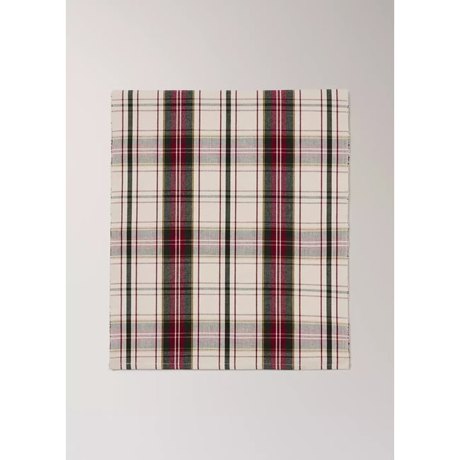 Chemin de table en coton à carreaux rouge <span itemprop=