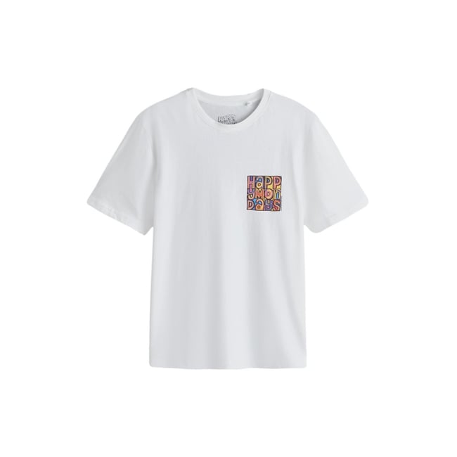 T-shirt à imprimé groupe de musique lundi blanc joyeux <span itemprop=
