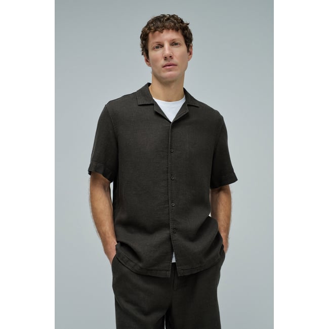 CHEMISE EN LIN vert kaki <span itemprop=