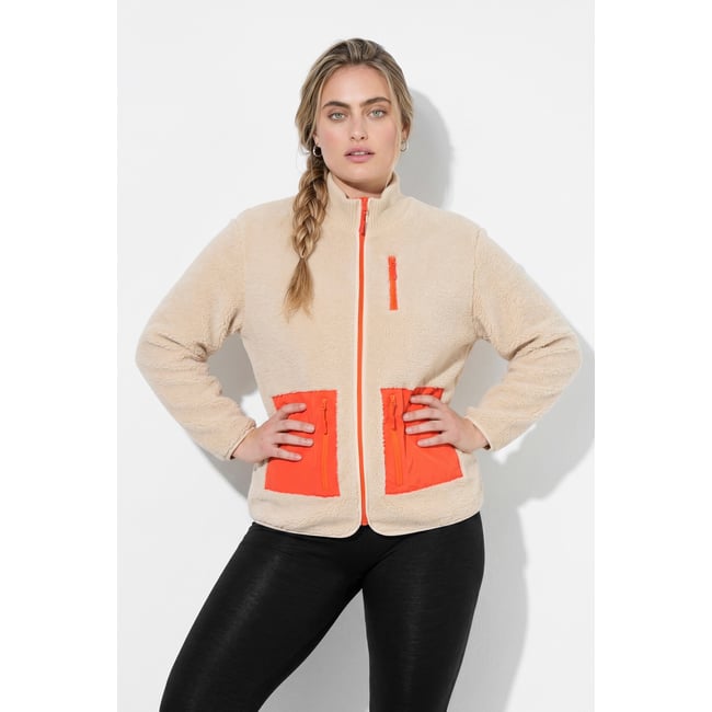Veste en polaire bouclée beige <span itemprop=
