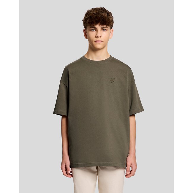 T-shirt épais décontracté vert kaki cendré <span itemprop=