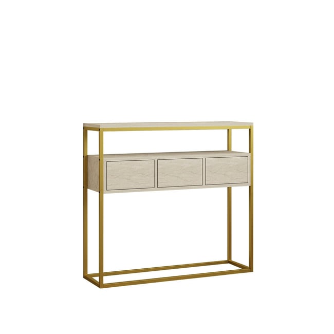 Console d'entrée 3 rangements JENA Couleur marbre beige <span itemprop=