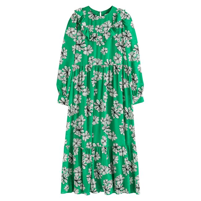 Flæset maxikjole med grønt blomsterprint LA REDOUTE COLLECTIONS