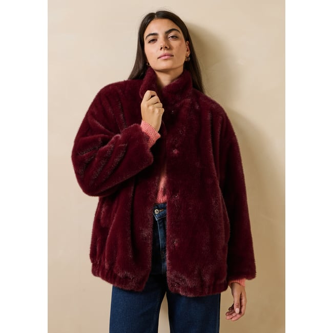 Blouson bomber oversize framboise <span itemprop=