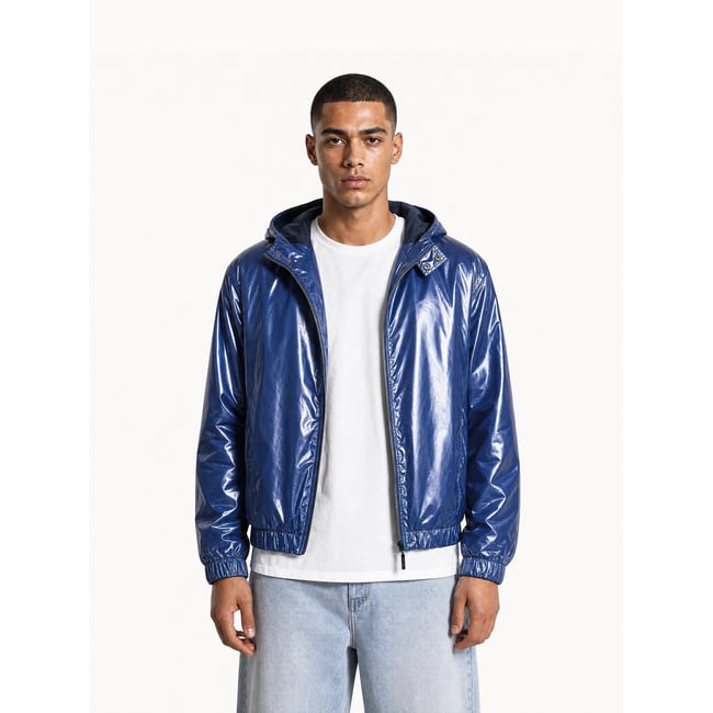 Veste de pluie déperlante effet métallisé Contemporain blue <span itemprop=