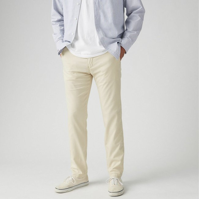 Pantalon XX Chino STD II coton et lin beige clair <span itemprop=