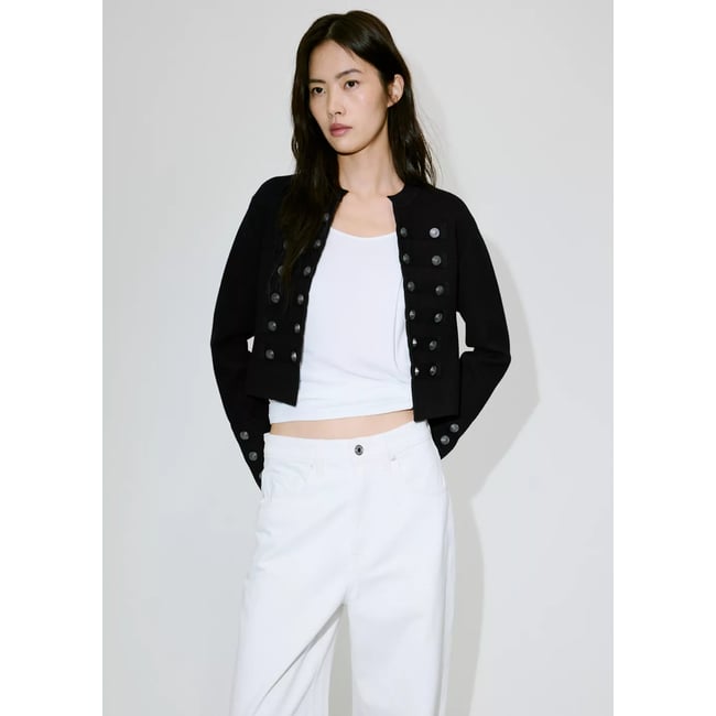 Veste en maille fine avec boutons noir <span itemprop=