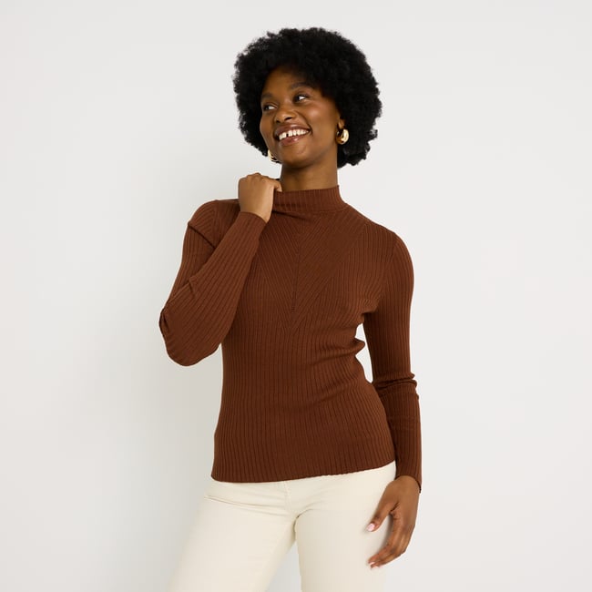 Pull col montant marron <span itemprop=