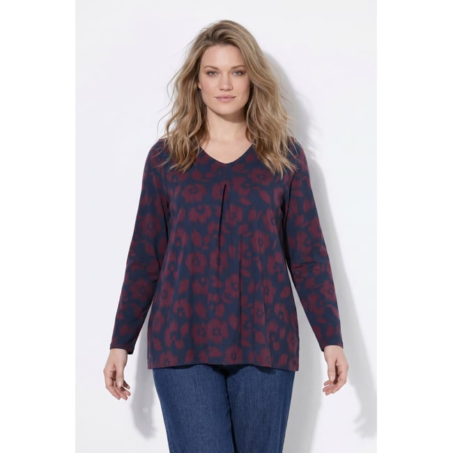 T-shirt à fleurs marine <span itemprop=