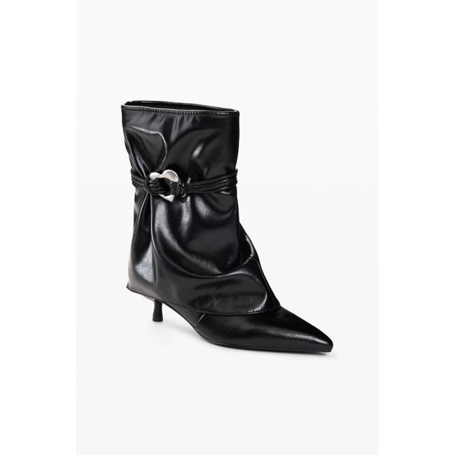 Bottes à talons effet cuir noir <span itemprop=