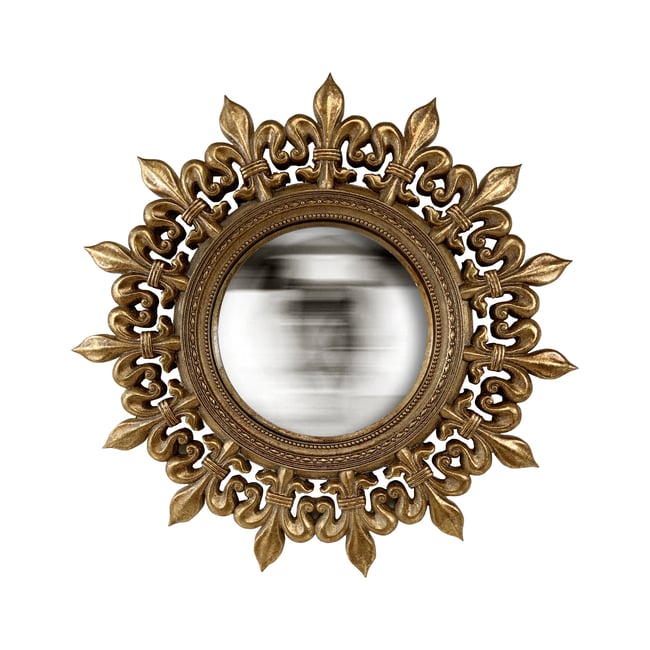 Miroir soleil rond convexe 25cm Couleur or <span itemprop=