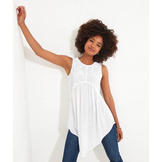 Lace Detail Sleeveless Tunic, ecru, JOE BROWNS