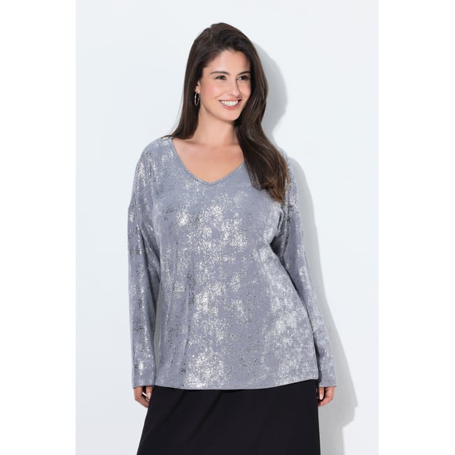 T-shirt imprimé argenté gris chiné <span itemprop=