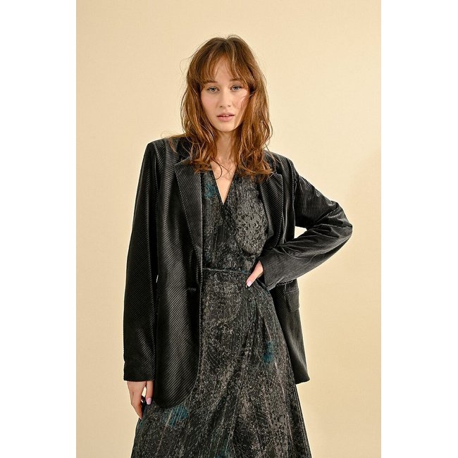 Blazer in velluto a coste grigio scuro MOLLY BRACKEN
